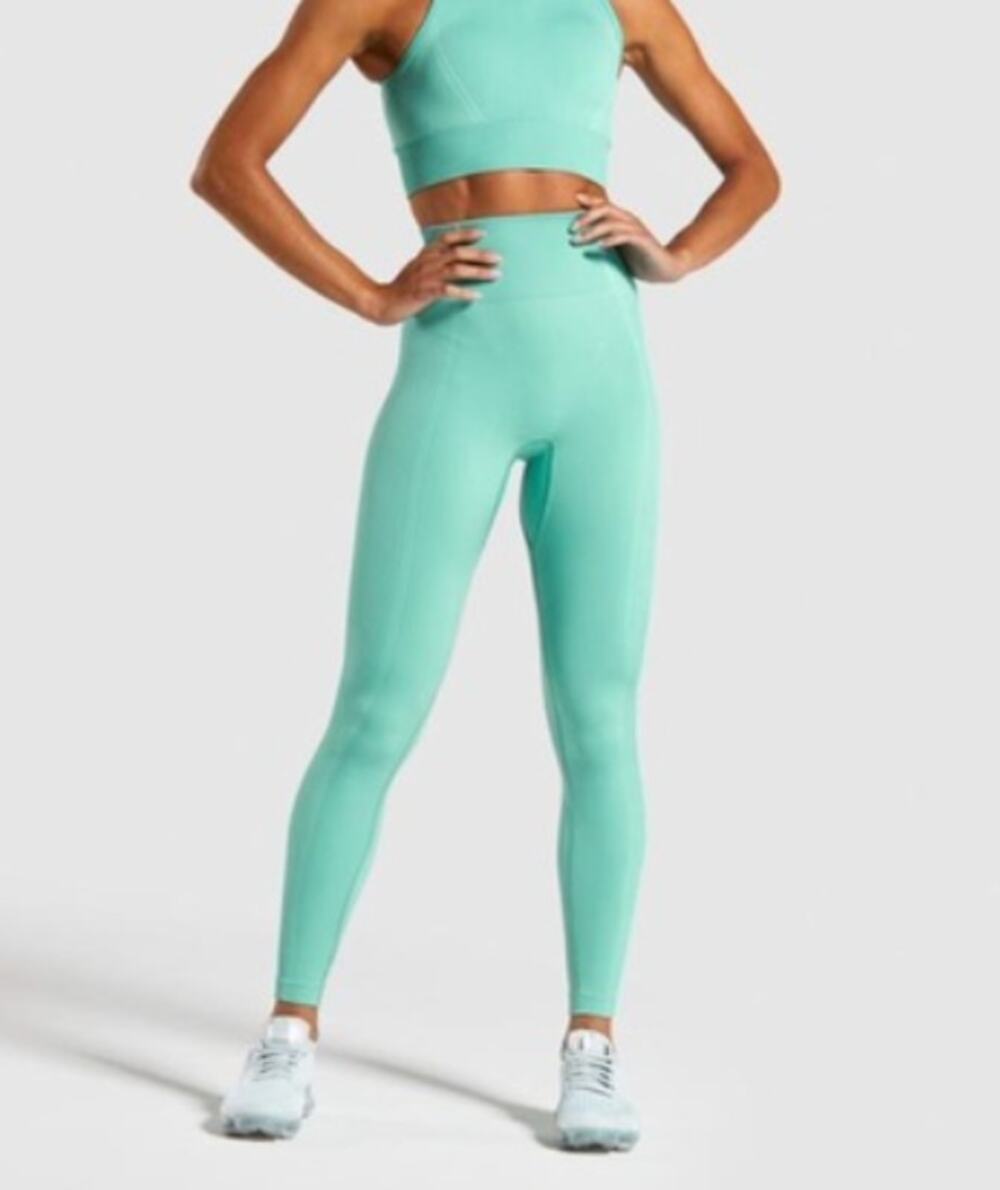 Gymshark Ultra Seamless Leggings Spearmint Green High Rise Ribbed Small NWT